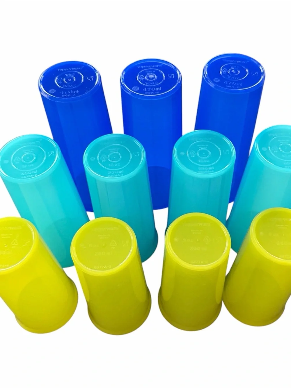 Tupperware Stackable Classic Sheer Tumbler Set of 11 multiple sizes/9, 12, 16 oz